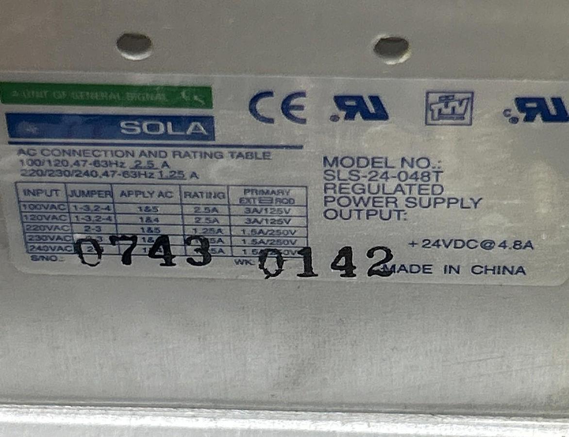 Used SOLA,SLS-24-048T,REGULATED POWER SUPPLY