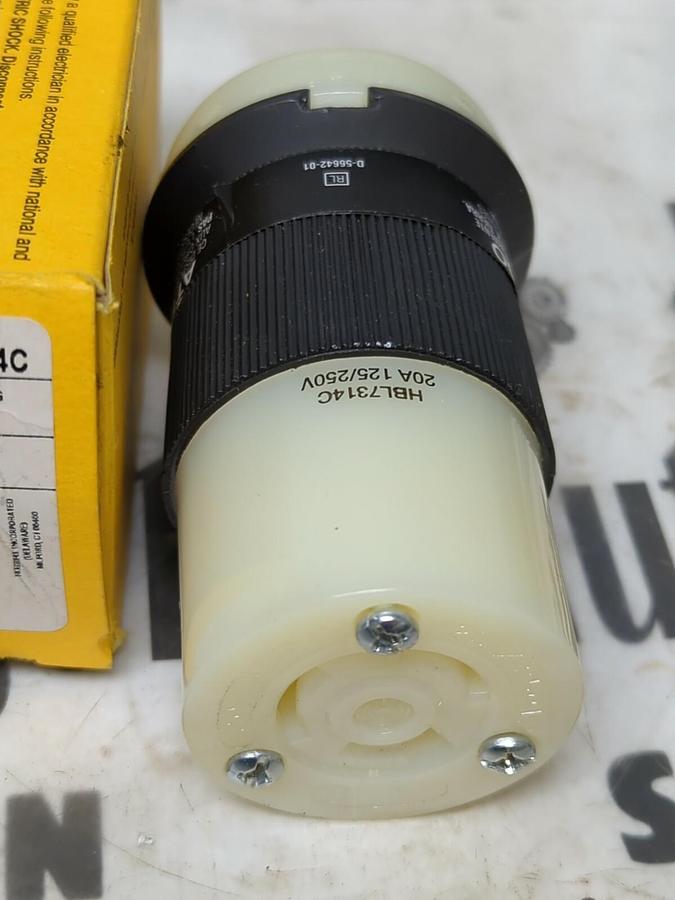 HUBBELL,HBL7314C,TWIST LOCK CONNECTOR 3-POLE 4-WIRE 20 AMP NOS