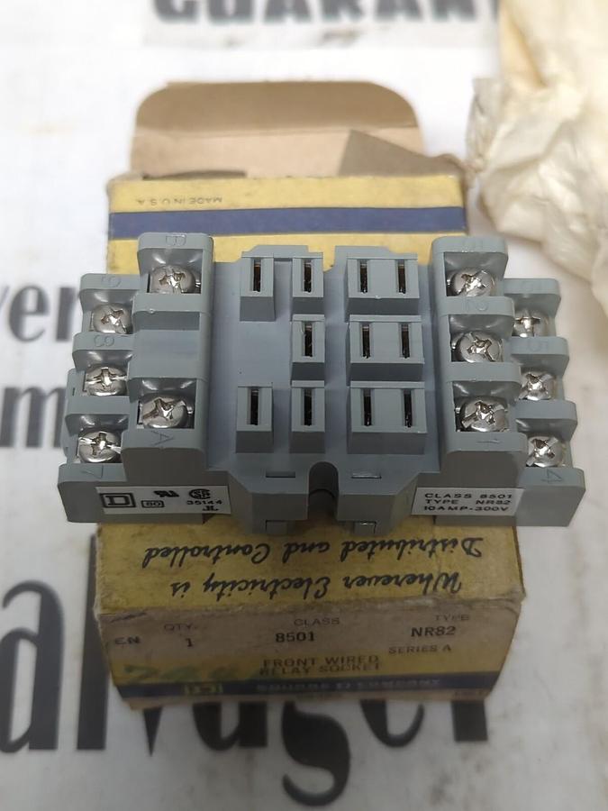 SQUARE D,NR82,CLASS 8501 FRONT WIRED RELAY SOCKET NOS
