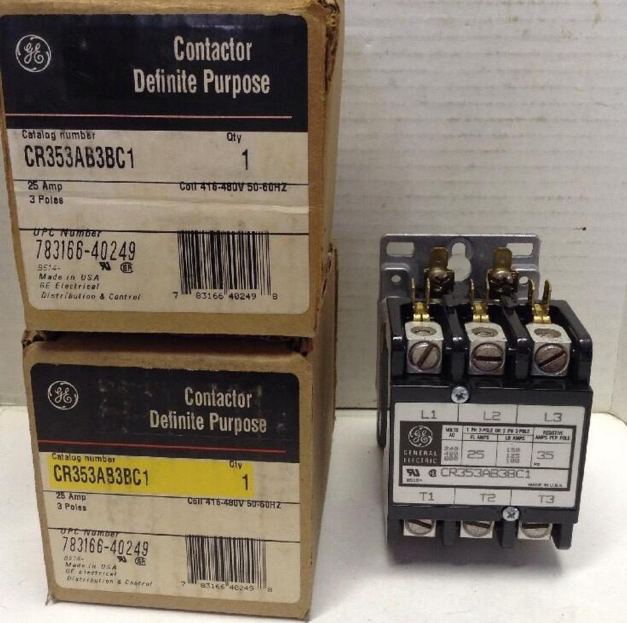 GE,CR353AB3BC1,Contactor Definite Purpose 25A 3 Pole LOT OF 2