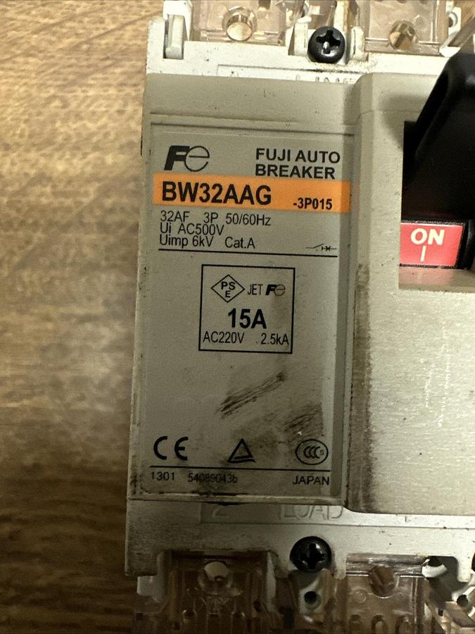 Used Fuji Electric,BW32AAG-3P015,Auto Breaker