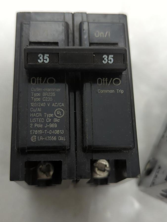Used CUTLER-HAMMER,BR235,CIRCUIT BREAKER 2-POLE 35 AMP LOT OF 2 PRE-OWNED
