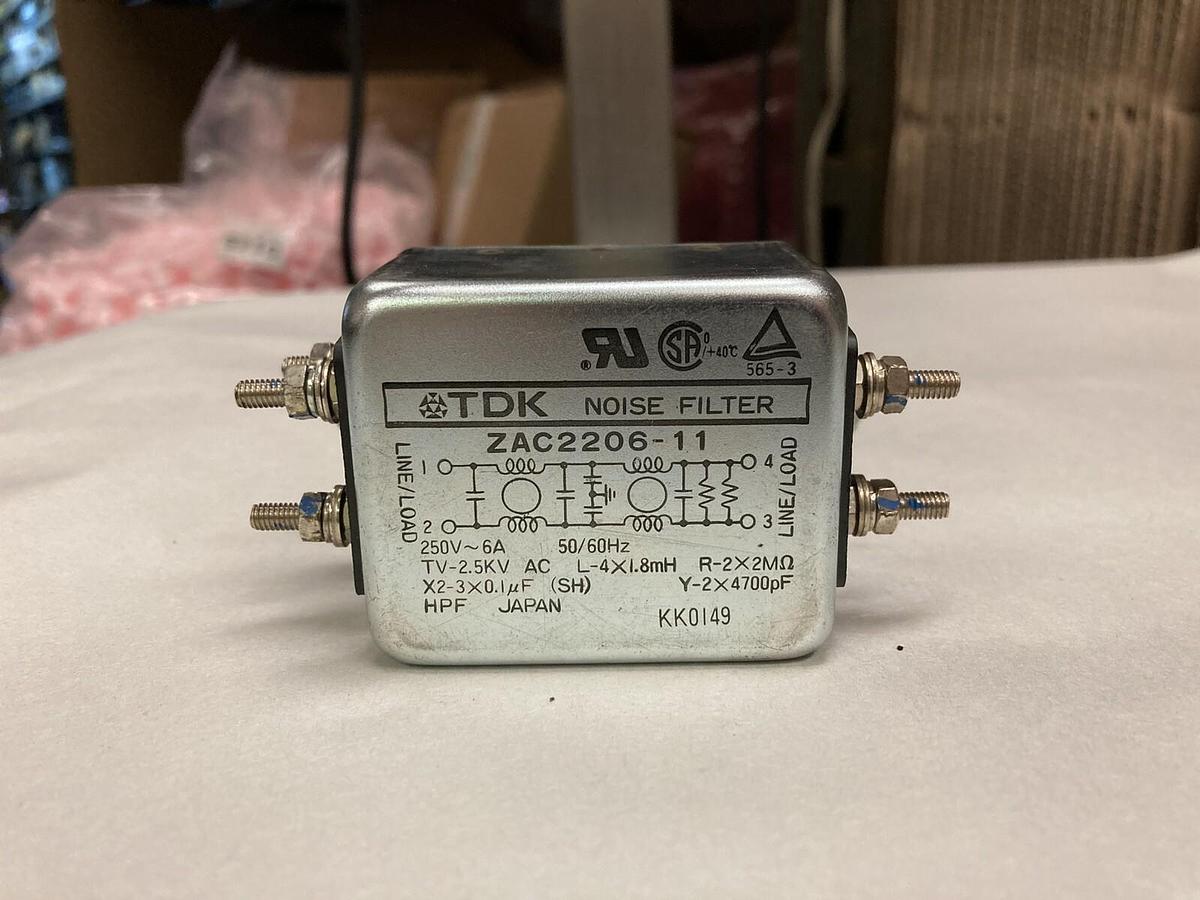 Used TDK,ZAC2206-11,Inline Noise Filter250V~6A 50/60Hz