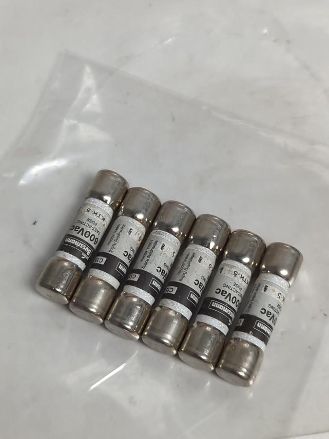 COOPER BUSSMANN,KTK-5,LIMITRON 5 AMP FUSE LOT OF 6 NOS