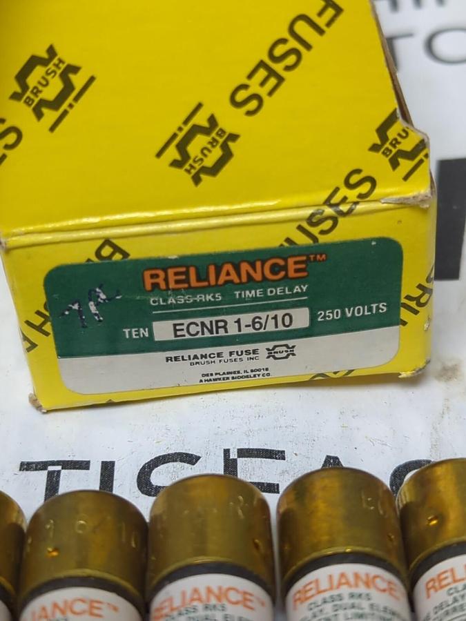 RELIANCE,ENCR-1-6/10,TIME DELAY 1-6/10 AMP FUSES BOX OF 7 NEW