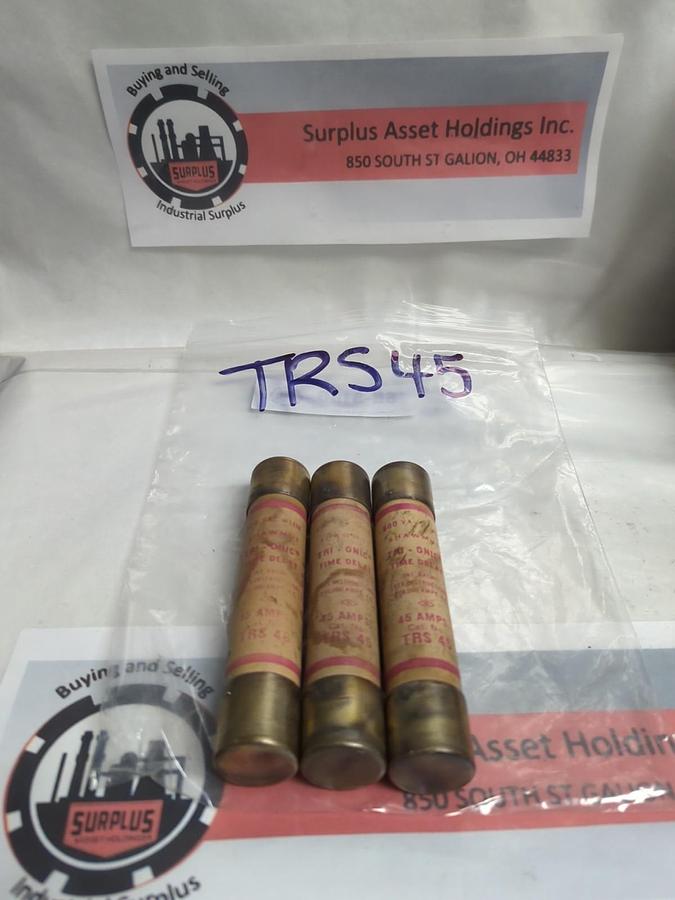 Used GOULD SHAWMUT,TRS45,TRI-ONIC 45 AMP FUSE LOT OF 3 PRE-OWNED