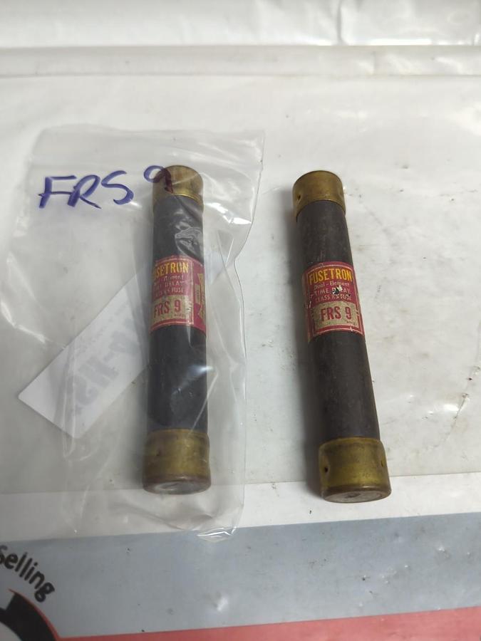 Used COOPER BUSSMANN,FRS-9,FUSETRON FUSE 9 AMP LOT OF 2 PRE-OWNED