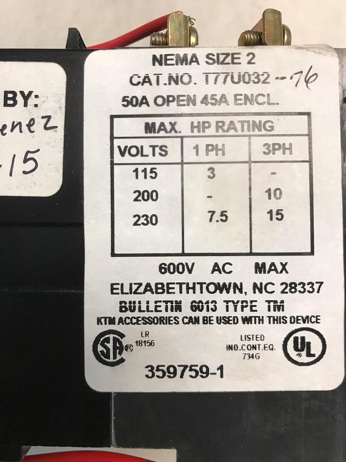 Joslyn Clark,T77U032-76,Contactor Nema Size 2 230V