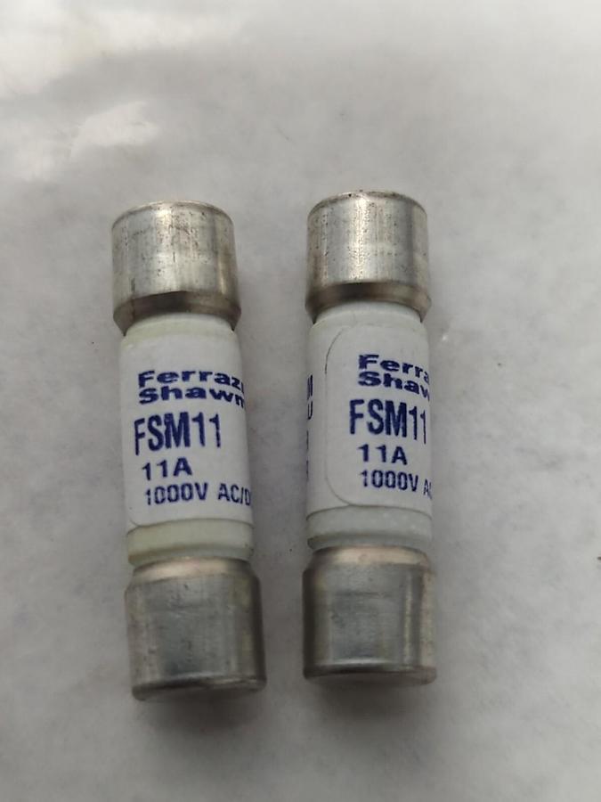 Used FERRAZ SHAWMUT,FSM11,FUSE 11 AMP LOT OF 2 PRE-OWNED