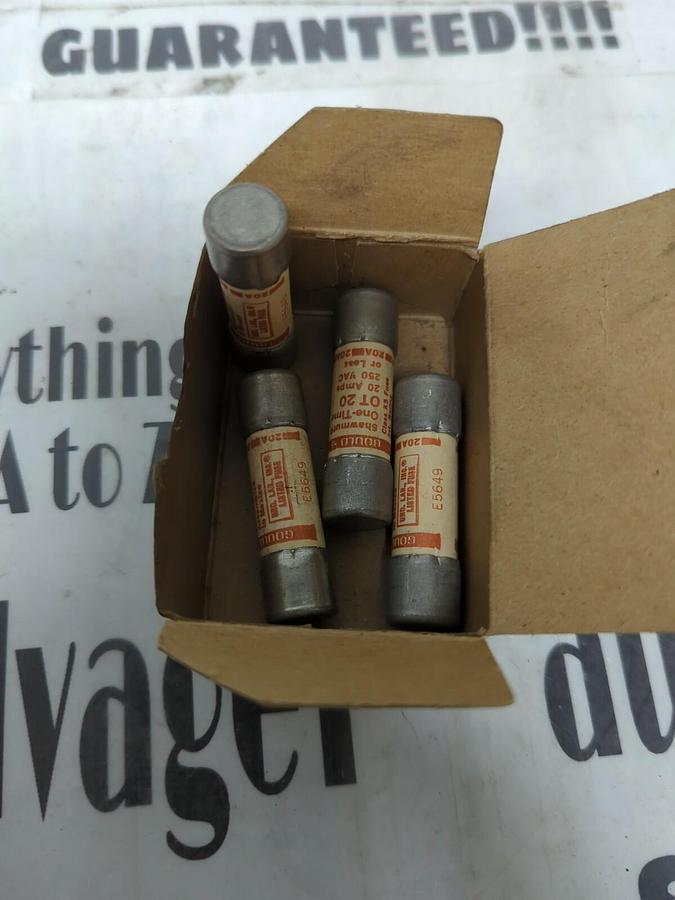 GOULD SHAWMUT,OT20,ONE-TIME 20 AMP FUSES BOX OF 4 NOS