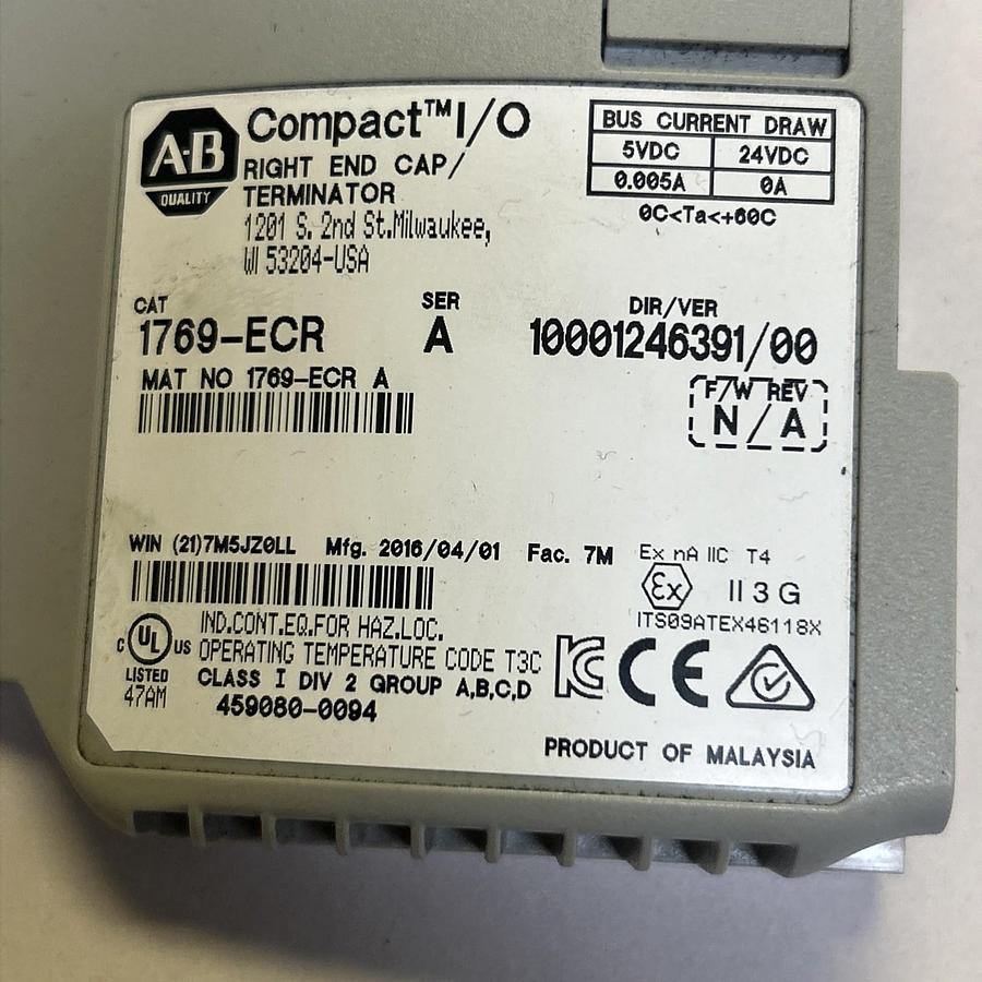 Used ALLEN BRADLEY,1769-ECR,RIGHT END CAP / TERMINATOR