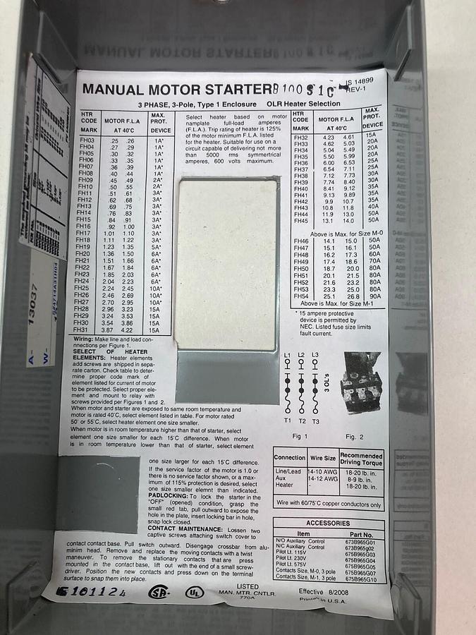 Eaton,B100S1C,Manuel Starter Motor