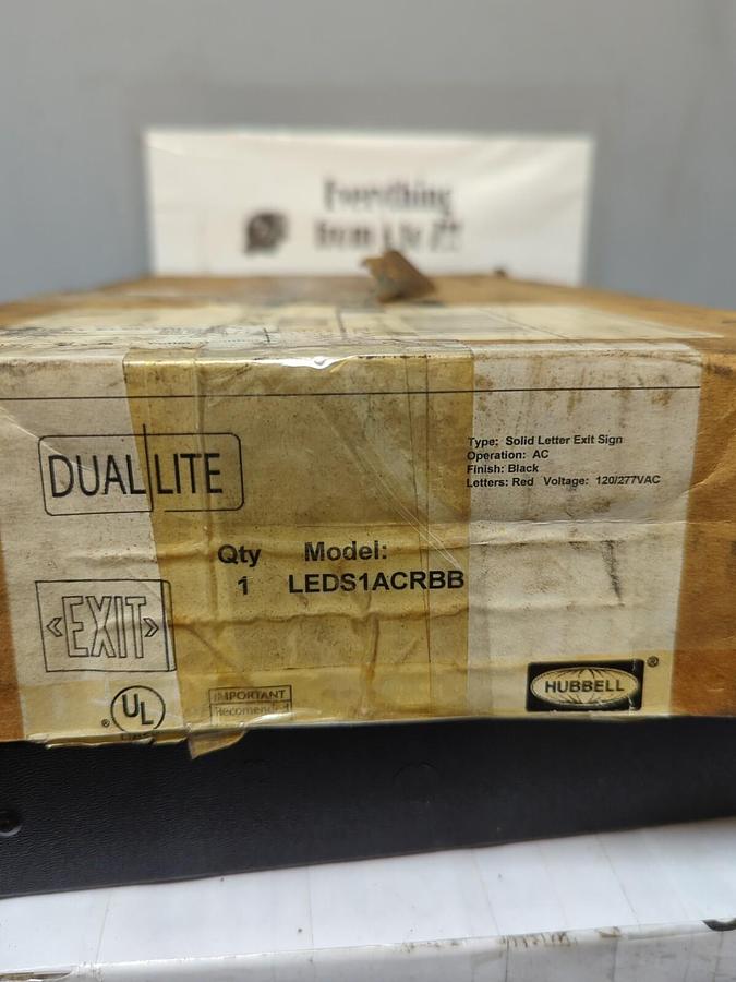 HUBBELL,LEDS1ACRBB,BLACK FINISHED DIRECT VIEW EXIT SIGN NEW