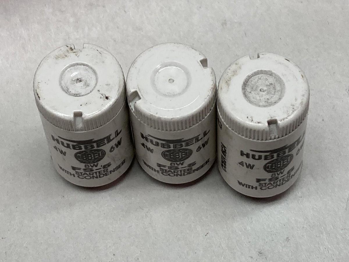 Hubbell,FS-5,Fluorescent Lamp Starter 4-6W LOT OF 3