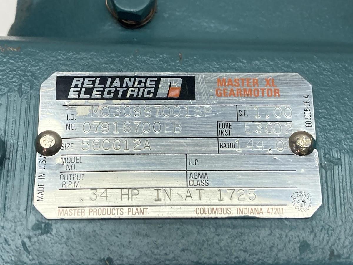 Reliance Electric Dodge,56CG12A,Gear Reducer 34HP Size 56CG12A Ratio 144:0