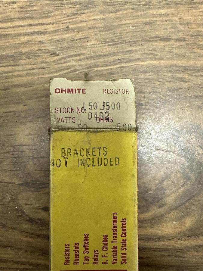 Used Ohmite,L50J500,50 Watt 500 Ohm Resistor