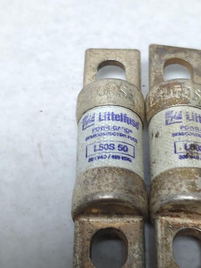 Used LITTELFUSE,L5OS50,POWR-GARD 50 AMP FUSE LOT OF 3 PRE-OWNED