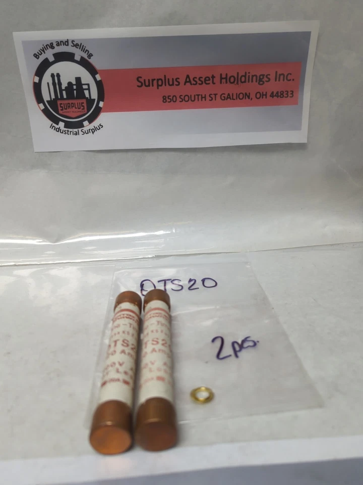 Used FERRAZ SHAWMUT,OTS20,ONE-TIME 20 AMP FUSE LOT OF 2 PRE-OWNED