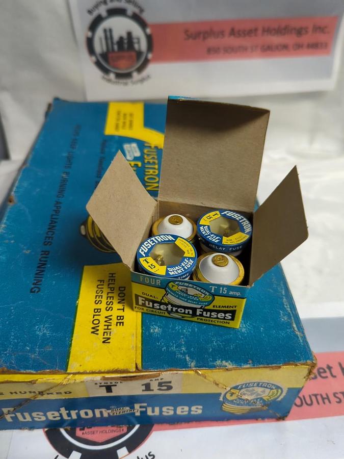 COOPER BUSSMANN,T 15,DUAL ELEMENT 15 AMP FUSES LOT OF 19-4 PC BOXES (74 PC) NOS