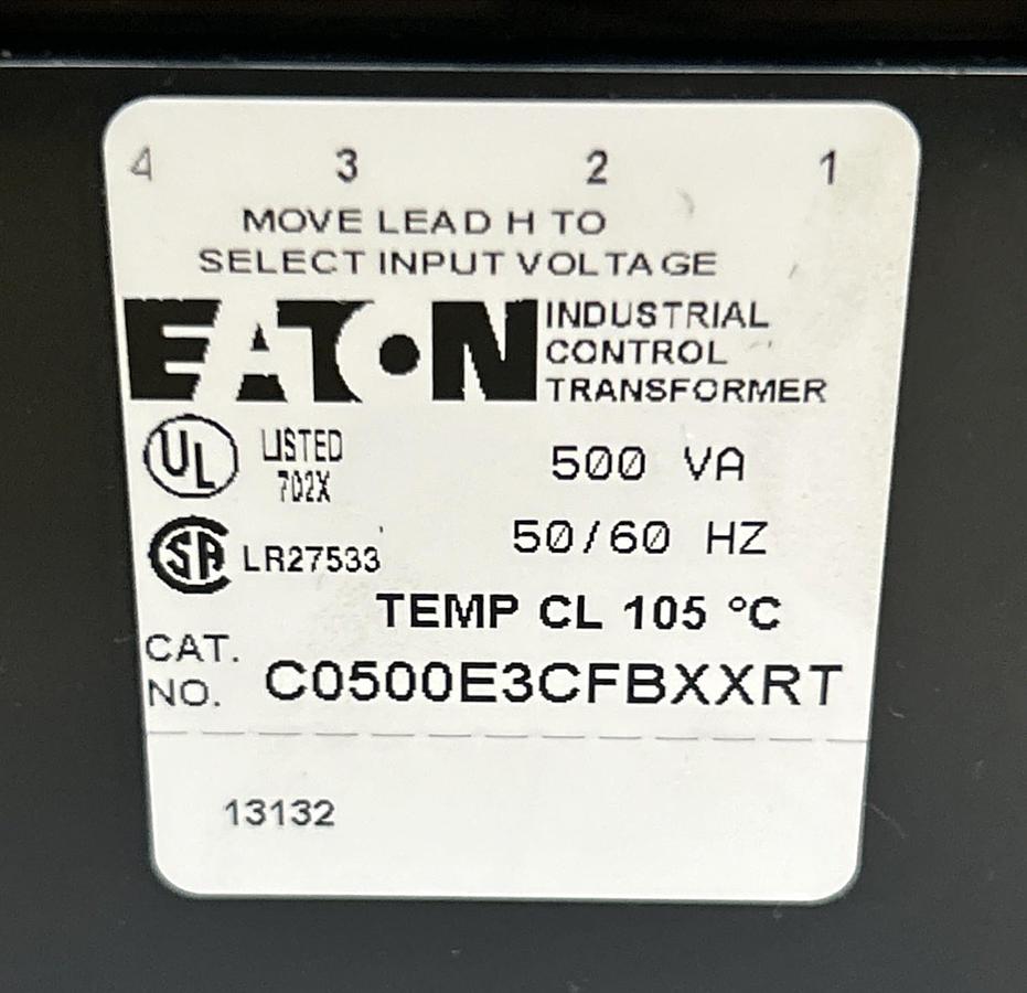 Used EATON,C0500E3CFBXXRT,INDUSTRIAL CONTROL TRANSFORMER 500VA 50/60HZ
