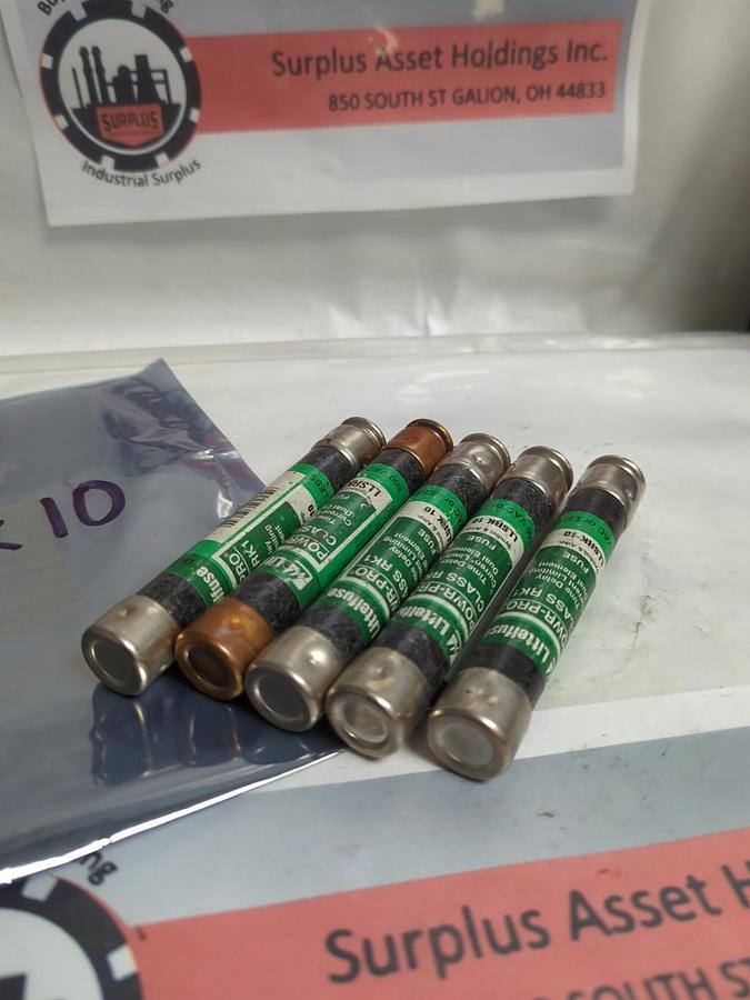 Used LITTELFUSE,LLSRK10,POWR-GARD FUSE 10 AMP LOT OF 5 PRE-OWNED