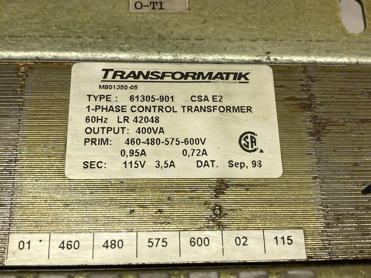 Used Transformatik,61305-901,1-Phase Control Transformer 60Hz 400VA 115V