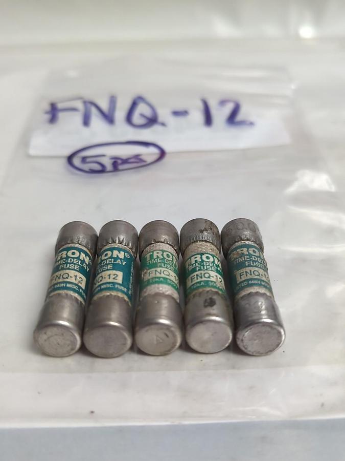 Used COOPER BUSSMANN,FNQ-12,TRON 12 AMP FUSE LOT OF 5 PRE-OWNED