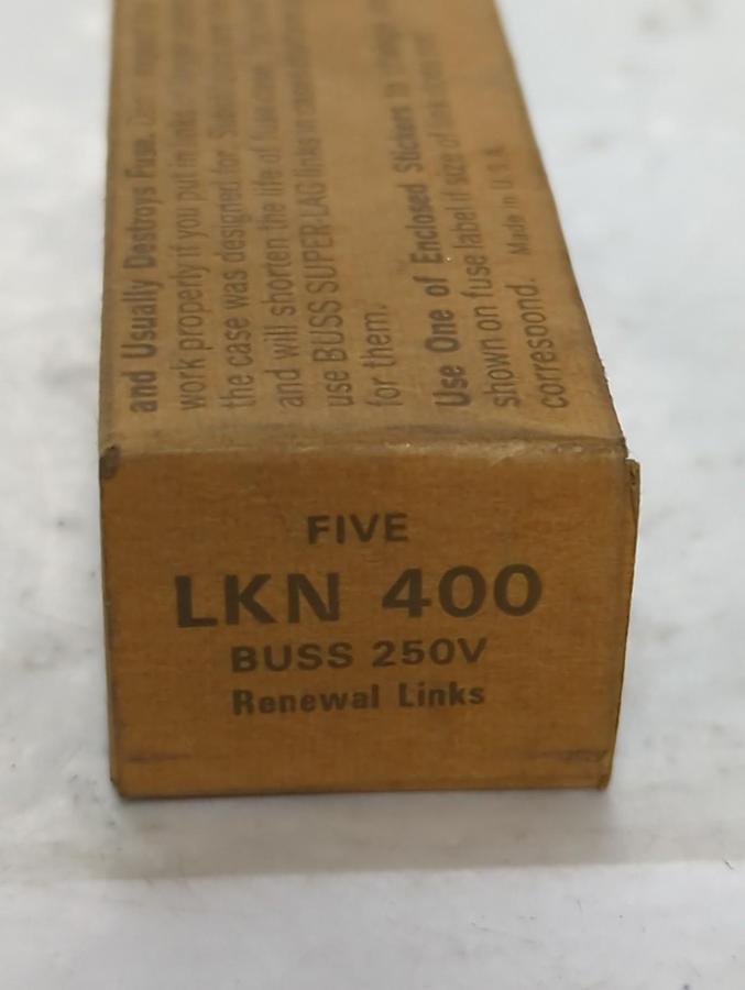 BUSSMANN,LKN40,SUPER LAG RENEWAL LINKS 250 VOLT 5 PIECE BOX NOS