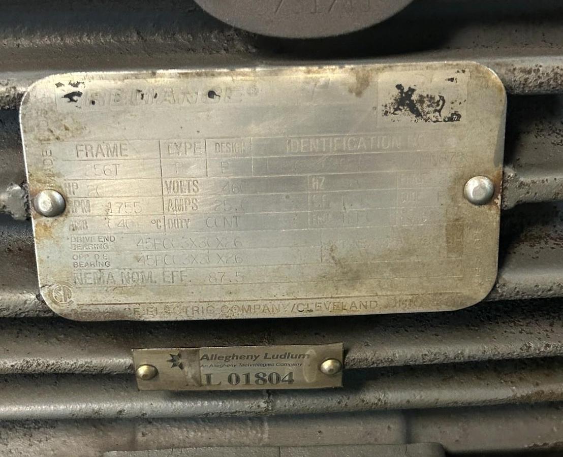 Used RELIANCE,P25G0369G-G10-OP7MN8758,MOTOR 20HP 1755RPM 460V 3PH 256T FR