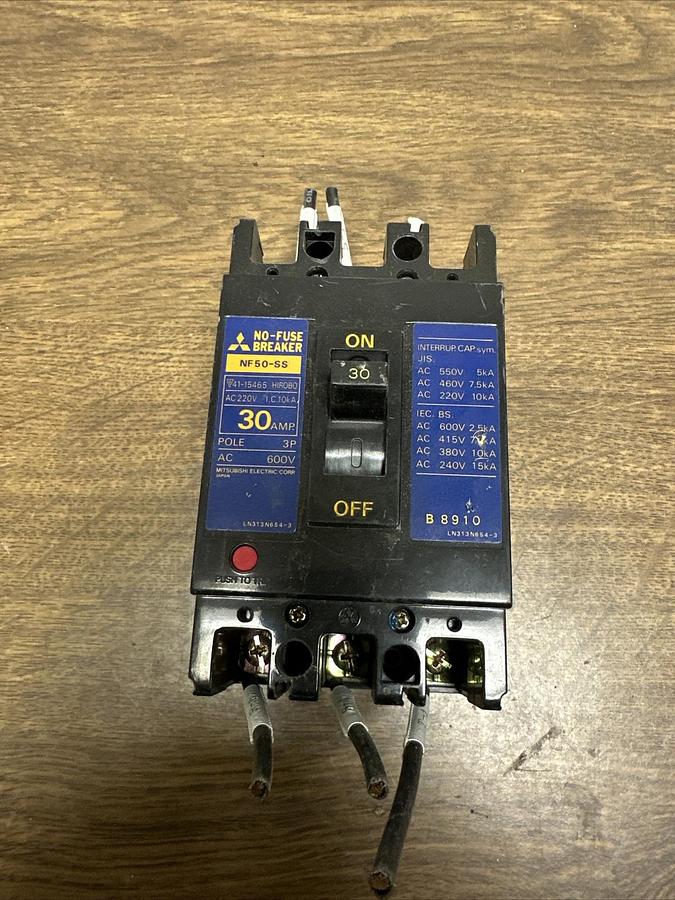 Used Mitsubishi,NF50-SS,30 Amp 3 Pole Circuit Breaker