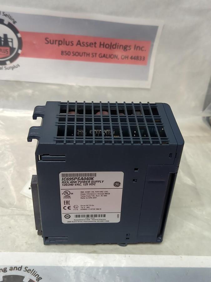 Used GE ,IC695PSA040K,POWER SUPPLY RX3i 40W 120/240 VAC 125VDC PRE-OWNED
