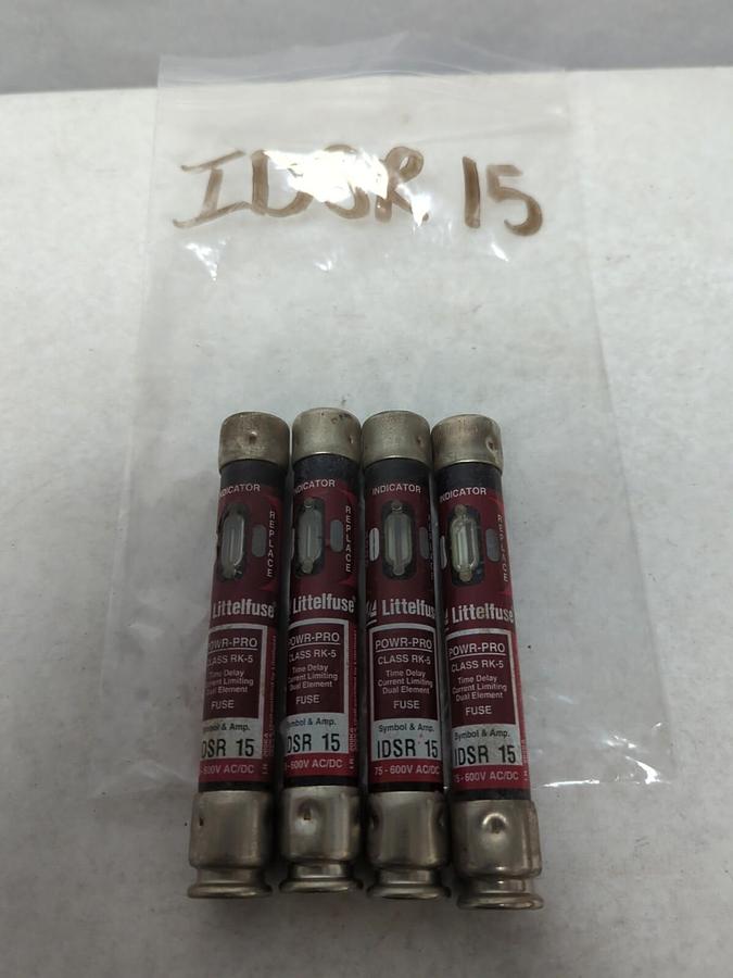 LITTELFUSE,IDSR-15,INDICATOR 15 AMP FUSE LOT OF 4 NOS