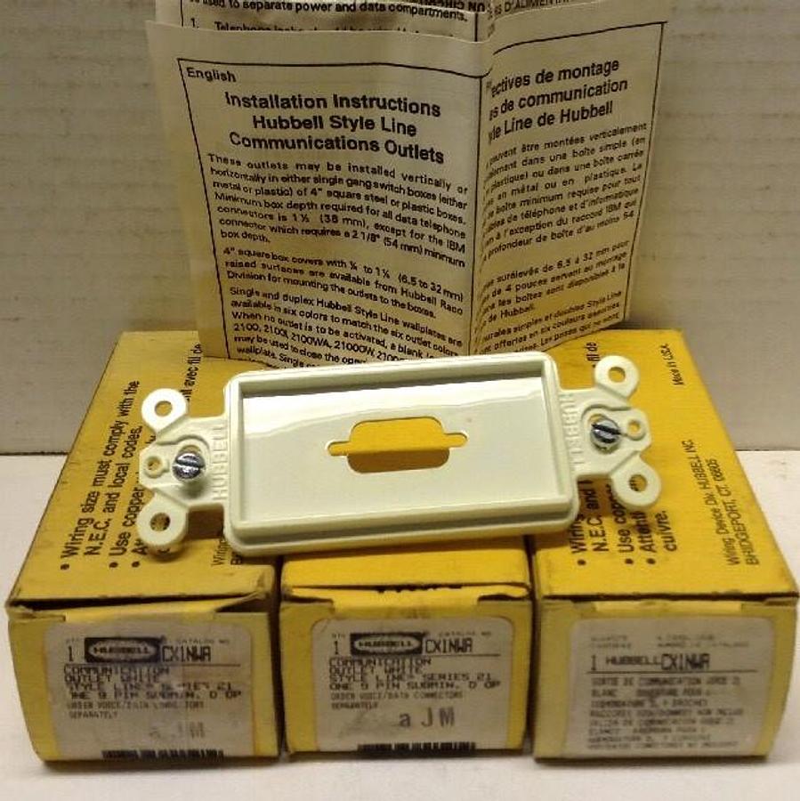 Hubbell,CX1NWA,White Communication Outlet LOT OF 3