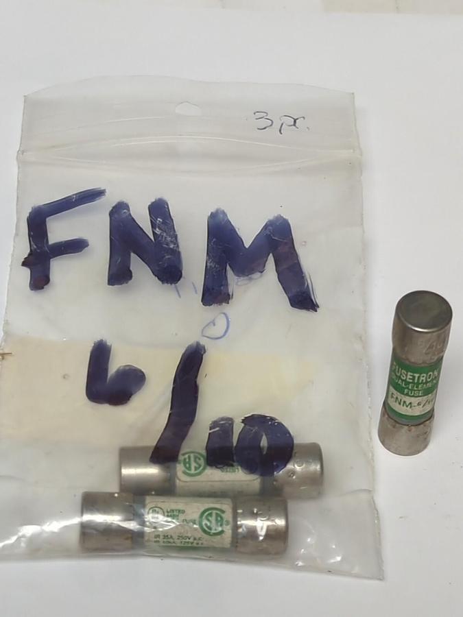 COOPER BUSSMANN,FNM-6/10,FUSETRON 6/10 AMP FUSES LOT OF 3 NOS