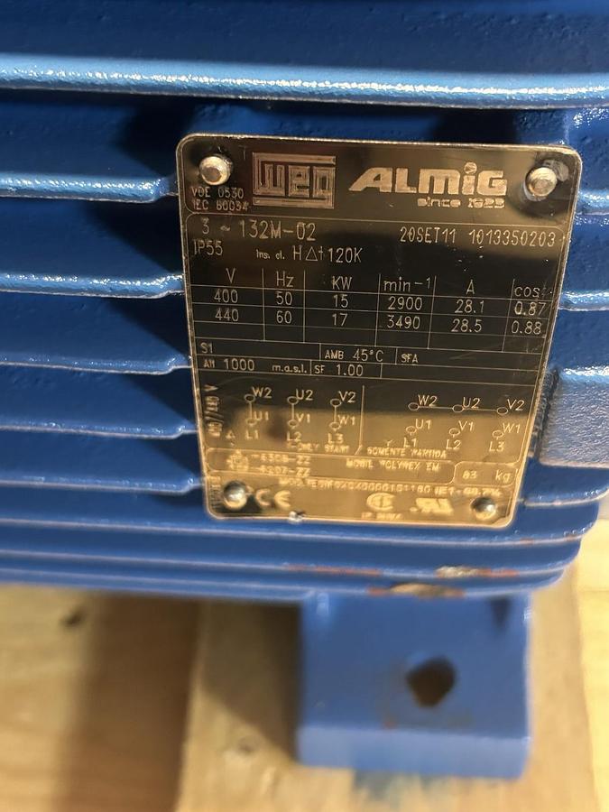 WEG,1013350203,MOTOR 15/17KW 400/440V 2900/3490RPM 3PH 132M-02 FRAME