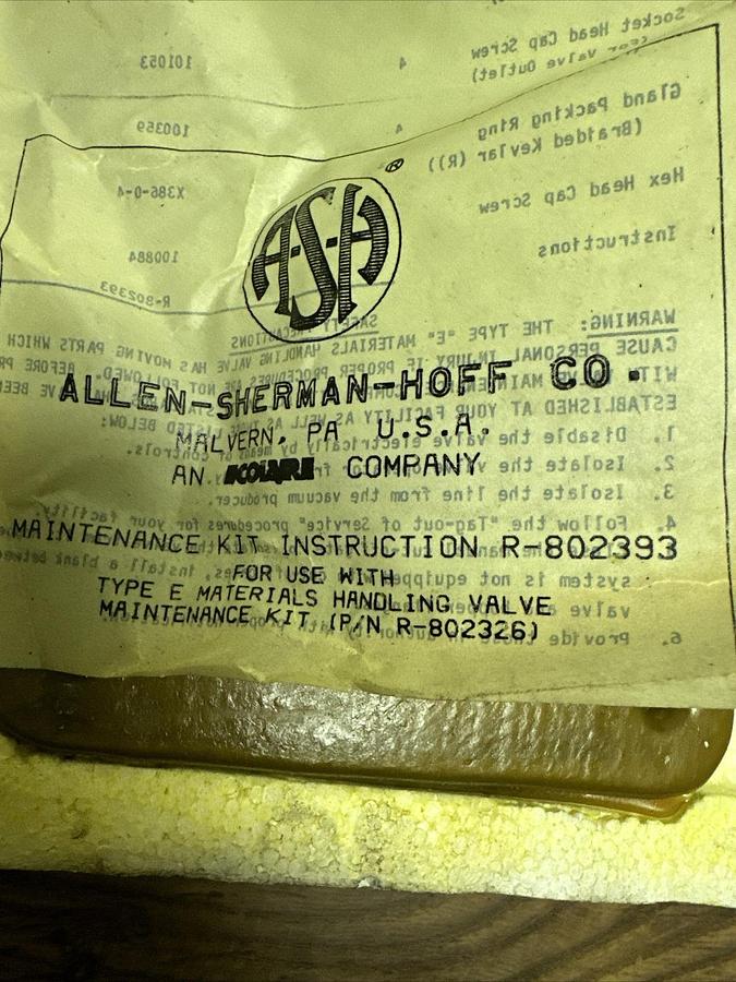 Allen-Sherman-Hoff,R-802393,Valve Maintenance Kit