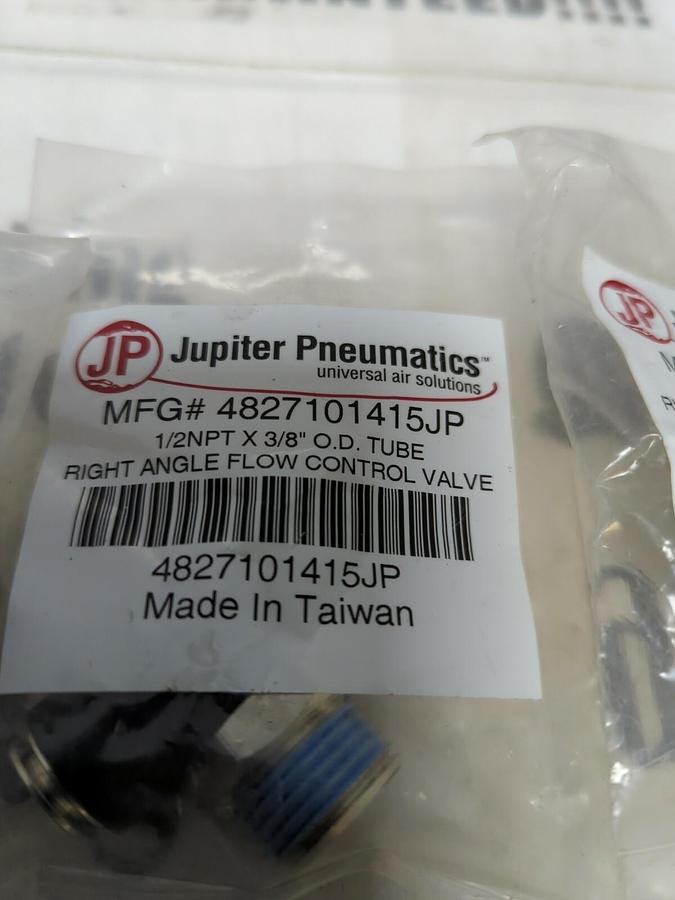 JUPITER PNEUMATICS,4827101415JP, 1/2 INPTX3/8 IN RIGHT ANGLE FLOW VALVE LOT OF 3