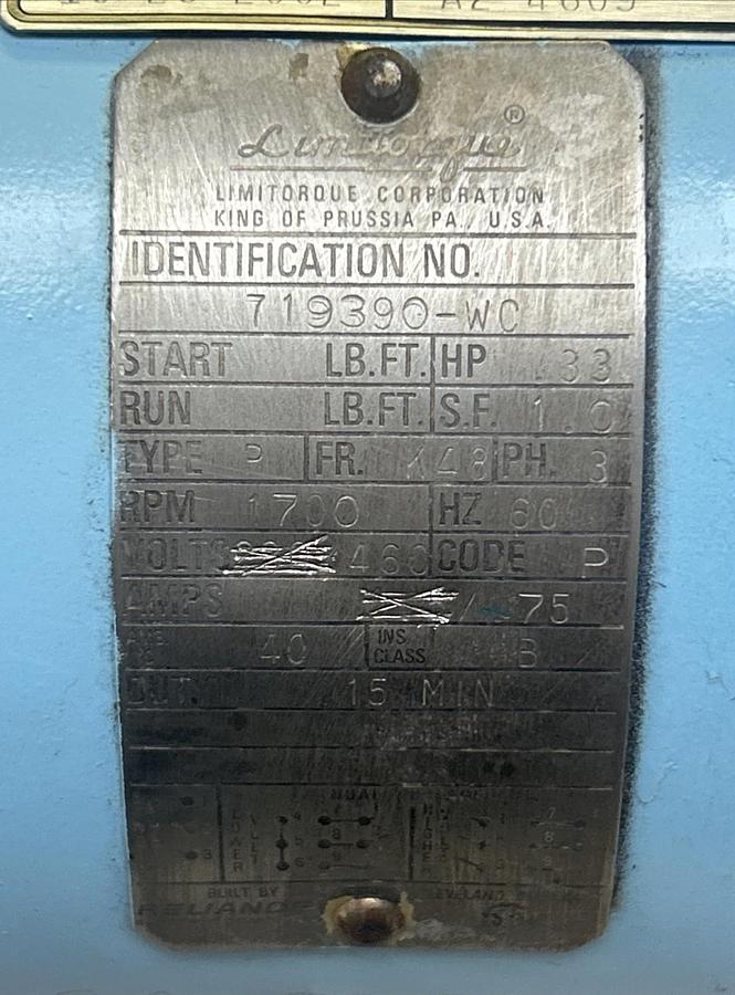 Used LIMITORQUE CORP,719390-WC,MOTOR .33HP 1700RPM 460V K48 FRAME