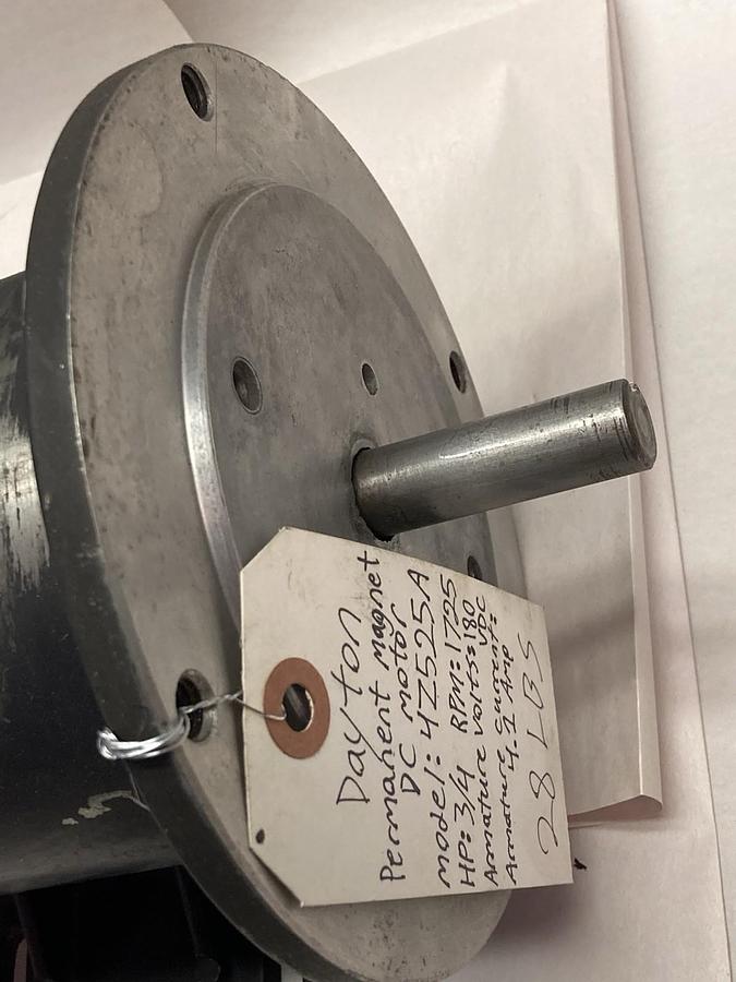 Used Dayton,4Z525A,Permanent Magnet DC Motor 3/4Hp 1725RPM 4.1A Frame 56C