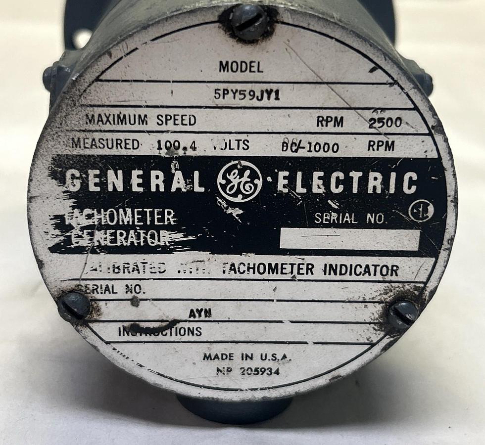 Used GENERAL ELECTRIC,5PY59JY1,TACHOMETER GENERATOR 2500 RPM