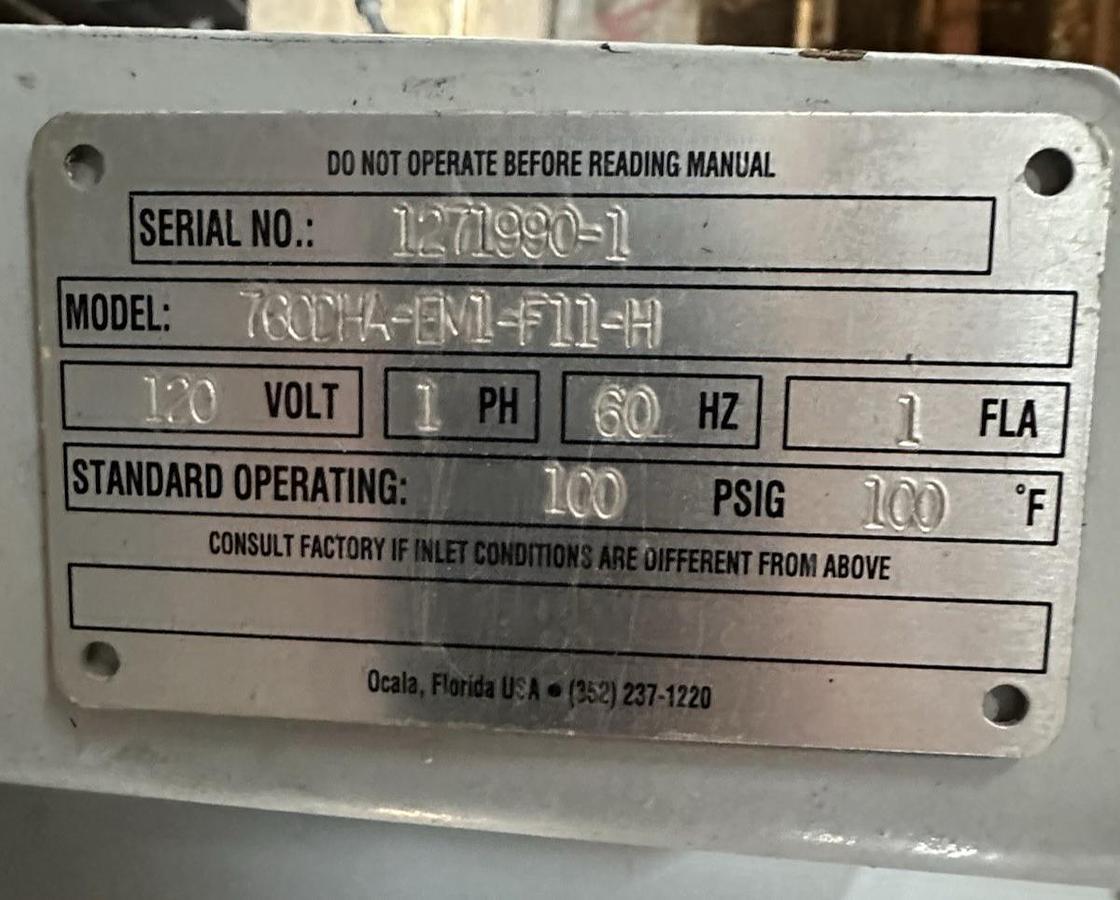 Used Pneumatics Products,760DHA-EM1-F11-H,100 PSI Desiccant Air Dryer 120V 1PH