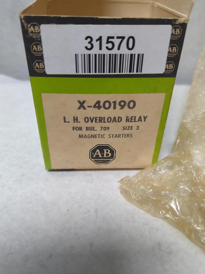 ALLEN-BRADLEY,X-40190,L.H OVERLOAD RELAY FOR BUL. 709 SIZE 3 STARTERS NOS