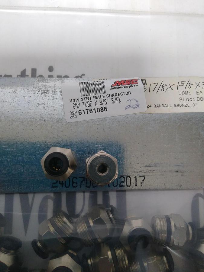 UNBRANDED,61761086,TUBE STRAIGHT MALE CONNECTOR 6MMX3/8 IN LOT OF 22
