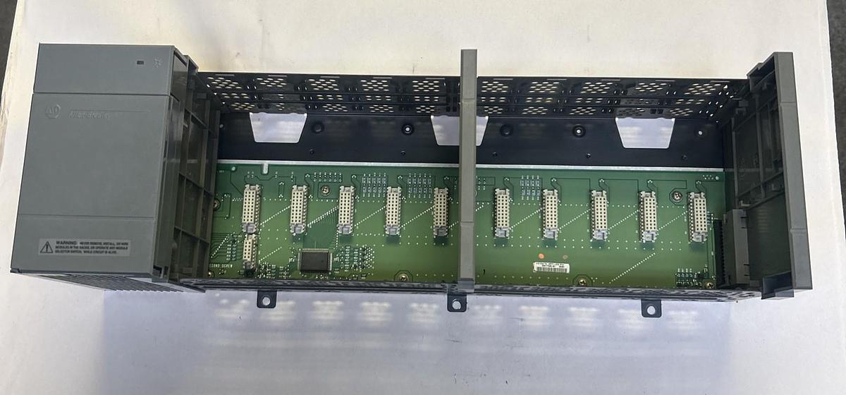 Used ALLEN BRADLEY,1746-A10,10 SLOT RACK CHASSIS W/ 1746-P2 POWER SUPPLY