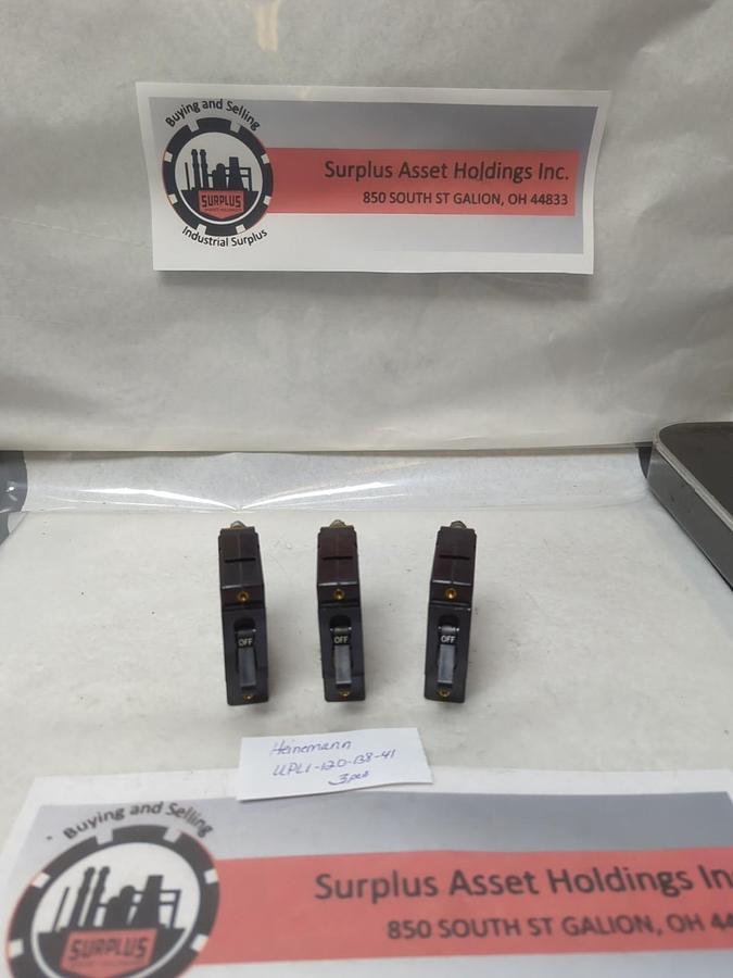 Used AIRPAX,UPL1-120-138-41,CIRCUIT BREAKER 10A 250VAC LOT OF 3 PRE-OWNED