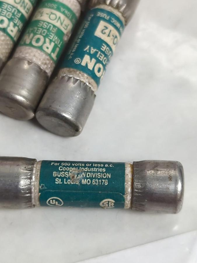 Used COOPER BUSSMANN,FNQ-12,TRON 12 AMP FUSE LOT OF 5 PRE-OWNED