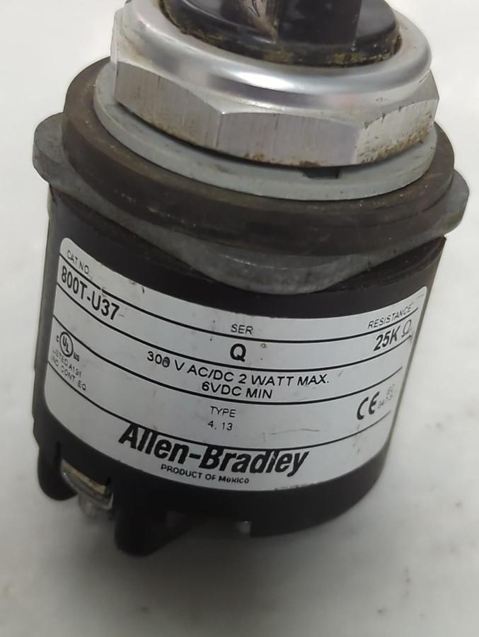 Used ALLEN BRADLEY,800T-U37,SERIES Q POTENTIOMETER 25K Ω PRE-OWNED