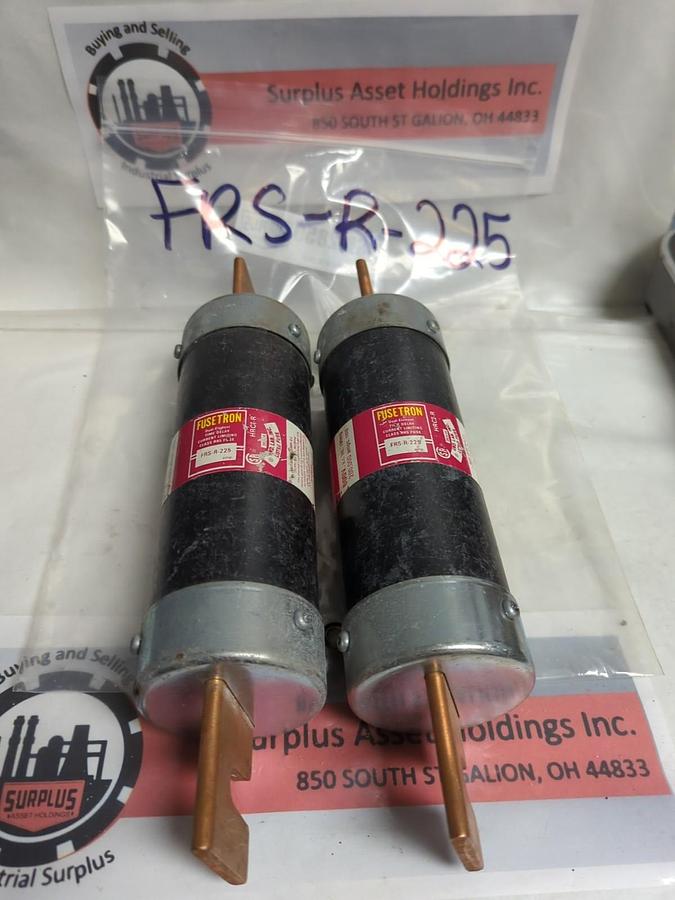 Used COOPER BUSSMANN,FRS-R-225,FUSETRON FUSE 225 AMP LOT OF 2 PRE-OWNED