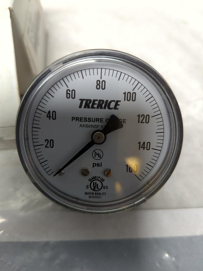 TRERICE,800B2502BA160,GAUGE 2-1/2 IN FACE 1/4 IN NPT BCK CONNECTION 160PSI NOS