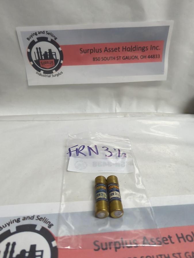 Used COOPER BUSSMANN,FRN-3-1/2,FUSETRON 3-1/2 AMP FUSE LOT OF 2 PRE-OWNED